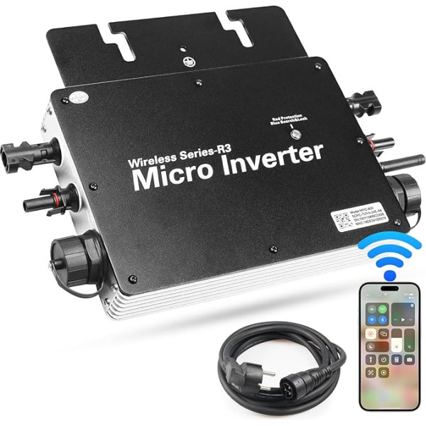 BENNTOP mikro invertors 800 W saules invertors balkona elektrostacijai MPPT DC30-60V PV Grid Tie invertors ar WiFi, App Control IP65 ūdensizturīgs