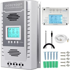 OOYCYOO 100 A saules uzlādes kontrolieris MPPT 12 V/24 V, maksimālais PV ieejas spriegums 100 V, LCD displejs, saules uzlādes kontrolieris ventilējamam noslēgtam NiCd litija akumulatoram, ar 1,5 m LCD485