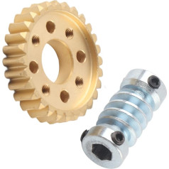 TICFOX Worm Gear Set Fictory Worm Gear Reducer 28: 1 Reduction Ratio Motora iekšējās piedziņas piederumi ar 28 zobiem Worm Gear 6mm Bore Gear Shaft Mechanical