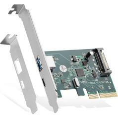 Binardat PCIE uz USB 3.2 Gen2 10 Gbps paplašināšanas karte, 2 porti 10 Gbps USB A tipa un C tipa pieslēgvietām, savs barošanas avots, zema profila kronšteins, USB 3.2 centrmezgla kontroliera adapteris Windows 10/11