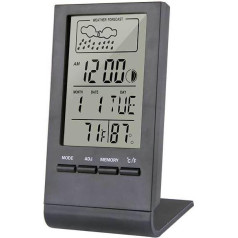 dijiusidy Home Office Hotel LCD Bildschirm Desktop Thermometer Hygrometer Wohnzimmer Temperatur und Luftfeuchtigkeitsmesser Wetterstation Uhr, Schwarz