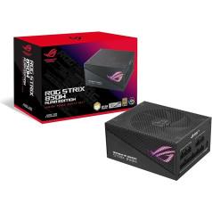 ASUS ROG Strix 850W Gold Aura Edition RGB barošanas bloks (850 W, Aura Sync RGB apgaismojums, 80+ Gold sertifikāts, Axial-Tech ventilators, ATX 3.0 saderīgs, PCIe 5.0 gatavs)