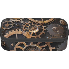 KCGSDEGV Steampunk-Federmäppchen mit mechanischen Zahnrädern, niedliches Fach, Federmäppchen, Stifteetui, Schreibwaren-Organizer, Box für Schule, Mädchen, Jungen, Schwarz , Einheitsgröße, Schulranzen