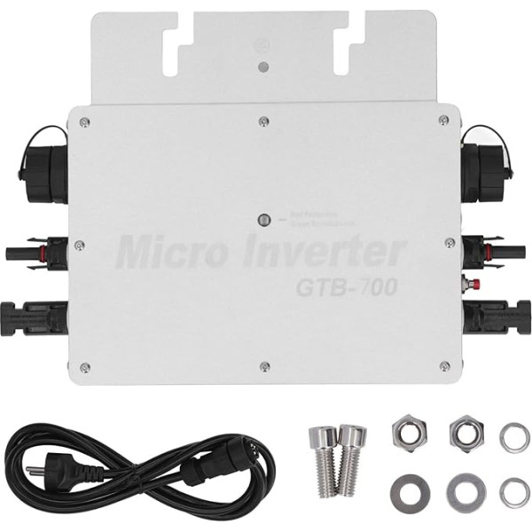 700 W mikro invertors Solar Grid Tie Inverter WiFi Control Micro Inverter Solar Inverter Controller 120 230 V AC Outlets Auto Identification IP65 ūdensizturīgs invertors (sudraba)