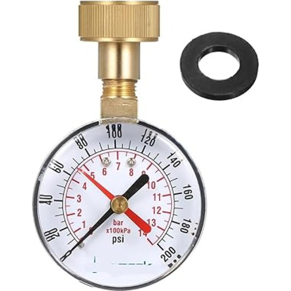 2-1/2 ''Manometrs Wasserdruckprüfgerät 3/4 '' Innenschlauchgewinde 0-200 PSI mit rotem Zeiger 1 Stücke