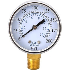 70 мм Druckmessung, Doppelskala, 200 PSI, pneumatisches Hydraulikflüssigkeitsdruckmessgerät, Digitalanzeige, 1/4 NPT Bodenmontage, 1 Stück