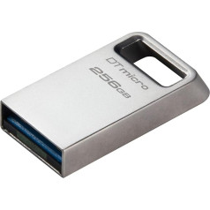 Kingston DataTraveler Micro USB zibatmiņas 256GB 200MB/s metāla USB 3.2 Gen 1 - DTMC3G2/256GB, sudraba krāsā