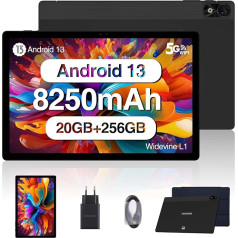 DOOGEE T10 Plus Tablet 10.5 Inch 2K 2024, 8250mAh/18W, 20GB RAM + 256GB ROM (TF 1TB), Android 13 Tablet, 13MP+8MP, Octa-Core, 4G LTE & 5G WiFi/Widevine L1/GPS, Tablet with Case, Black