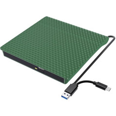 KIROSA išorinis CD/DVD diskų įrenginys, įrašymo įrenginys su USB 3.0 ir C tipo nešiojamuoju, 