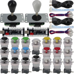 SJ@JX Arcade Game 2 Player Controller DIY Kit Microswitch Button 4&8 Way Joystick Zero Delay USB Encoder Fighting Stick Handles Console priekš PC MAME Raspberry Pi Retropie