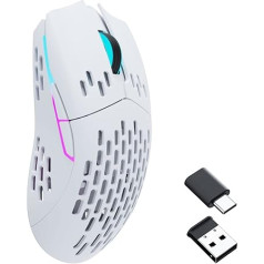 Keychron M1 bezvadu pele, PAW3395 sensors ar programmējamu makro pogu, 26 000 DPI, atbalsta 2,4 GHz/Bluetooth 5.1, 79 g, īpaši viegla, ergonomiska konstrukcija, līdz 70 stundām - balta