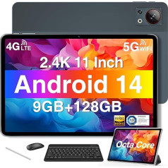 DOOGEE T30SE planšetdators 11 collu Android 14 128GB ROM (2TB TF) 2.4K IPS spēļu planšetdators ar tastatūru, 8580mAh, Dual 4G LTE 5G WiFi Tablet PC, 13MP + 5MP, planšetdators ar tastatūru un pildspalvu, peli un planšetdatora korpusu