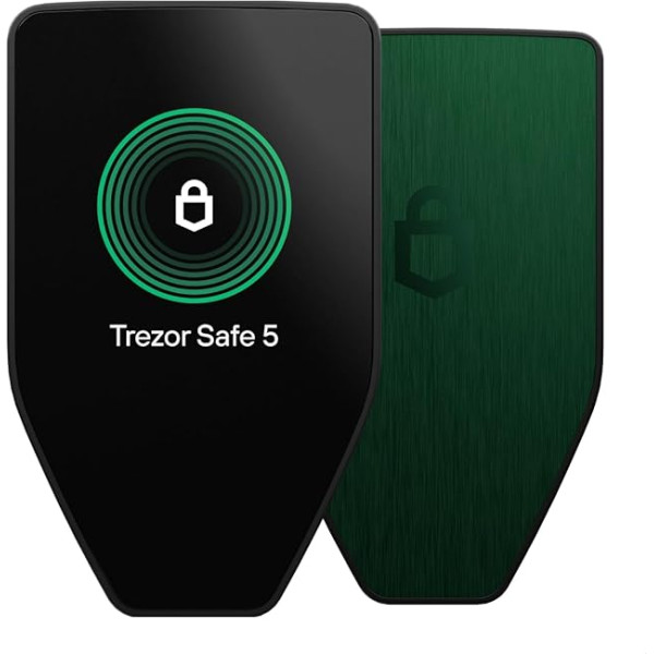 Trezor Safe 5 - kriptogrāfiskais datorportfelis ar drošu elementu un frāzi, krāsains skārienekrāns, haptiskā atgriezeniskā saite, Bitcoin drošība, atbalsta tūkstošiem monētu (Green Beryl)