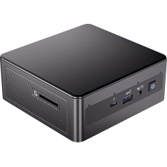 Intel NUC 11 Mini PC Core i7-1165G7|4 kodi, 8 pavedieni, galddators|28W Iris XE grafika|32GB RAM, 1TB SSD|Windows 11 Pro dators|Bluetooth 5.2|WiFi|Thunderbolt 3, melns