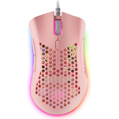 Mars Gaming MMEXP Pink RGB Gaming Mouse 32K DPI Feather Cable HUANO Switch