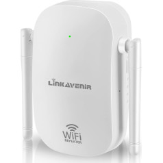 LINKAVENIR WLAN pastiprinātājs WLAN retranslators, divjoslu WLAN 1200 Mbit/s (867 MBit/s 5GHz + 300 MBit/s 2,4 GHz) ar 1 LAN pieslēgvietu 4 antenas WLAN pastiprinātāja režīms AP režīms Saderīgs ar visām WLAN ierīcēm