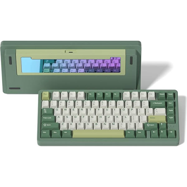 LQXQ SK75 75% alumīnija bezvadu mehāniskā klaviatūra, POM slēdži ar iepriekšēju eļļošanu, RGB krēmkrāsas spēļu tastatūra, 3 režīmi BT5.0/2.4G/USB-C, karsti maināma tastatūra ar plombu, zaļa krāsa