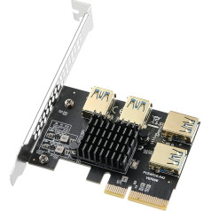 MZHOU PCIe 1 to 4 PCI Express Riser Card - PCIE Riser 4X to 16X Splitter Riser Card - USB 3.0 pārveidotājs 1 to 4 PCI-E Adapter Card GPU Ethereum Bitcoin Mining (nav USB signālu)