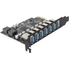 Bewinner 7 porti PCI-E uz USB 3.2 HUB, PCIE paplašināšanas karte, 5 Gbps ārējā kontroliera PCI Express paplašināšanas adaptera karte darbvirsmas datoriem ar Win XP, 7, 8, 10,11