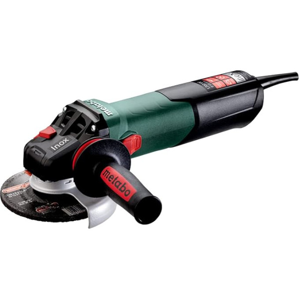 Metabo leņķa slīpmašīna WEV 17-125 Quick Inox (600517000) Kartona kārba ar ātruma regulēšanas uzgriezni 1700 W Disku diametrs 125 mm Tukšais apgriezienu skaits 2000 - 7600 apgr./min.