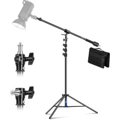 NEEWER Air Padded Aluminium Light Stand, 3 m Adjustable Photo Tripod with Boom Arm, Counterweight, Sandbag, 1/4 Inch Screw for Softbox, Studio Light, Flash, Umbrella, Max. Load 5 kg