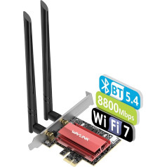 WAVLINK WLAN 7 PCIe karte BE8800, trīsjoslu BE200 bezvadu adapteris ar Bluetooth 5.4, zema profila turētājs, MU-MIMO, WPA3, radiators, Windows 10/11 galddatoriem, atbalsta tikai Intel pamatplates