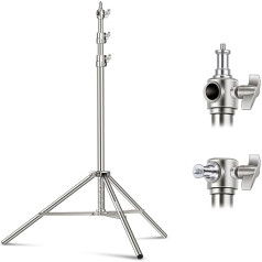 NEEWER 7.2 Feet / 2.2 m Stainless Steel Light Stand, Spring-Loaded High Performance Tripod Stand for Photography with 1/4 Inch to 3/8 Inch Universal Screw Adapter for Strobe, LED Video Light, Ring