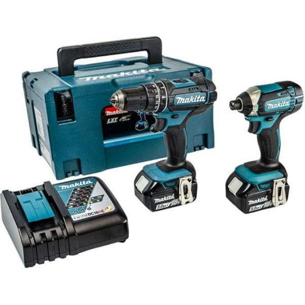 Makita DLX2131TJ 18 V (DHP482Z + DTD152Z) 18 V / 5,0 Ah, 2 akumulatori + lādētājs Makpac komplektā