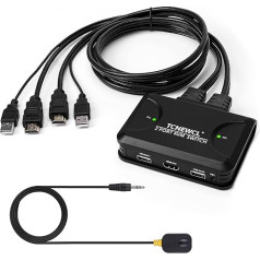 TCNEWCL 4K HDMI USB KVM переключатель с 1,2 м HDMI и USB кабель, 2 порта KVM переключатели HDMI KVM переключатель для 2 компьютеров частей 1 HD монитор клавиатура м