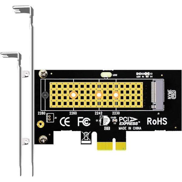 GLOTRENDS PA09-X1 M.2 NVMe uz PCIe X1 adapteris 2230/2242/2260/2280 M.2 NVMe SSD, PCIe X1 uzstādīšana