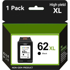 ATOPINK 62 XL juodos spalvos spausdintuvo kasetės, 62 spausdintuvo kasetės juodos XL spalvos, suderinamos su HP 62 juodos spalvos, 62XL juodos spalvos, suderinamos su HP OfficeJet 200 250 5740 5742 5744 Envy 7640 5540 5640 5544 5646