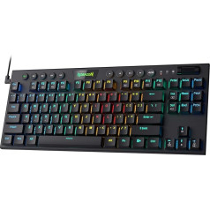 Redragon K622 RGB mehāniskā plakanā profila tastatūra, sarkans slēdzis, TKL tastatūra, vadu spēļu tastatūra, īpaša multivides vadība, noņemams USB kabelis, birojam un spēlētājiem