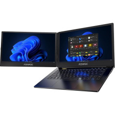 ACEMAGIC X1 Dual Screen Laptop 14 Inch - i7-1255U procesors, līdz 4,7 GHz, 14 collu ekrāns x 2 Piezīmjdators, 360° salokāms divekrāna portatīvais dators, 16 GB DDR4, 1 TB SSD, WiFi6, BT5.2