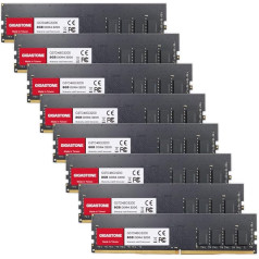 DDR4 RAM: GIGASTONE 64GB komplekts (8x8GB) DDR4 3200MHz (2933MHz vai 2666MHz) PC4-25600(PC4-23400/21300) CL22 1.2V UDIMM 288Pin Non-ECC Unbuffered PC Desktop High Performance Upgrade