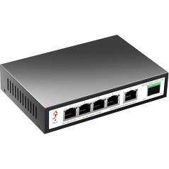 6 portu 2.5G tīmekļa pārvaldāms Ethernet komutators ar 10G SFP+ Uplink, 2.5 gigabitu tīkla komutators, Ethernet sadalītājs, Plug & Play, metāla korpuss, uzstādāms uz galda/uz sienas