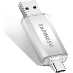 SANKESU 256 GB USB zibatmiņas 3.0 USB C zibatmiņas USB-A un C tipa OTG atmiņas karte, dubultā atmiņas karte datoram/tabletam/Lapta datoram/C tipa mobilajam tālrunim (faktiskā pieejamā ietilpība: 234 GB)