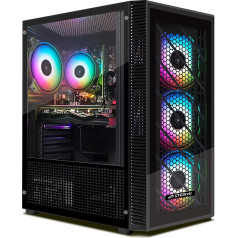 STGsivir spēļu galddators, Radeon RX 580 8GB GDDR5, 10. paaudzes G5905 3,5 GHz, 16 GB RAM, 512 GB SSD, WiFi, BT 5.0, RGB ventilators x 4, W11H64