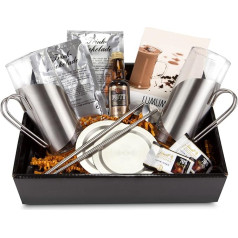 Geschenk Set Lumumba (12-teilig) inkl. Rum, Schokolade, Gläser, Untersetzer, Trinkhalmlöffel für Weihnachten, Silvester, Geburtstag