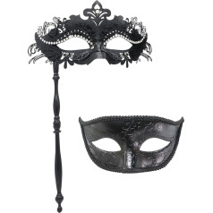 Coddsmz Pair Masquerade maska ar atbalsta stieni Venēcijas Helovīna kostīmu maska Karnevāla maska Cosplay Party kostīmu maska maska