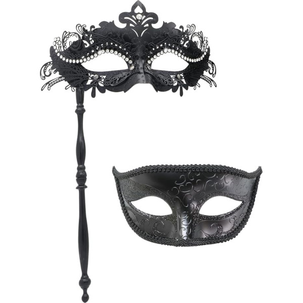 Coddsmz Pair Masquerade maska ar atbalsta stieni Venēcijas Helovīna kostīmu maska Karnevāla maska Cosplay Party kostīmu maska maska