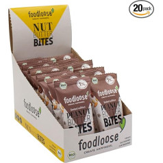 foodloose Organic Peanut Butter Bites Speculatius Ziemassvētku uzkoda no dateļu riekstiem ar krēmveida zemesriekstu sviesta pildījumu Vegan, Organic & Gluten Free Value Pack (20 x 40 g)