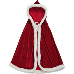 NICEYEA Ziemassvētku vecīša apmetnis Ziemassvētku mēteli ar kapuci Sarkanais apmetnis Santa Velvet Coat Cosplay Party Red Velvet Coat Red Cape Ziemassvētku kostīms sievietēm