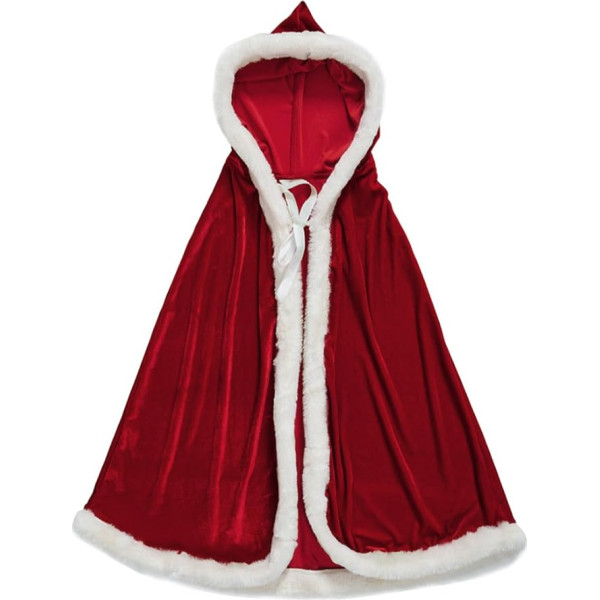 NICEYEA Ziemassvētku vecīša apmetnis Ziemassvētku mēteli ar kapuci Sarkanais apmetnis Santa Velvet Coat Cosplay Party Red Velvet Coat Red Cape Ziemassvētku kostīms sievietēm