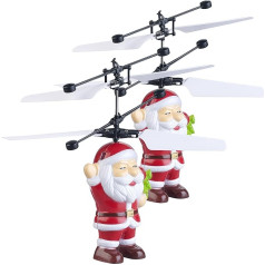 Simulus Santas Helikopters 2 pašlidojošu helikopteru komplekts ar krāsainu LED apgaismojumu (Heli Santa, pašlidojošs Heli Santa)