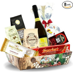 Speciale Italia - Dāvanu grozs Ziemassvētku saldumi, Strenna ar Panettone, dzirkstošais, kafija un citi saldie ēdieni [Pack of 8]