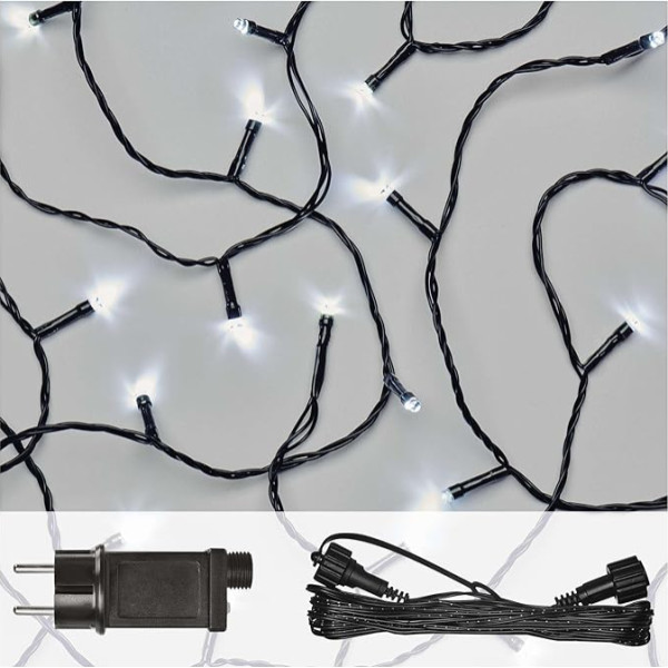 EMOS Connect System Basic Set Standard Christmas Fairy Lights, 10 m pasaku gaismiņas + 5 m savienojuma kabelis + barošanas avots ar taimeri, 100 LED, IP44, izmantošanai iekštelpās un ārpus telpām, auksti balts, 6/18 stundas