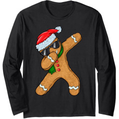 Dabbing Gingerbread Man Cookie Santa Ziemassvētku piparkūku garām piedurknēm kreklu