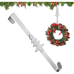 Kranzaufhänger für Haustür, Weihnachtskranz, Kränze, 30 cm, Metall, Weihnachtsbaumdekoration, Haken, Kranzhaken für Haustür, Weihnachtsdekoration, Heimdekoration, Wandgirlande (Silber)