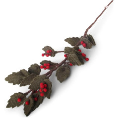 Gry & SIF Holly, filca āmuļu zariņš, elastīgs rokturis, dekoratīvs zars vāzē, roku darbs, Ziemassvētku rotājums, 1 x Holly 60 cm