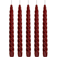 Ebersbacher Kerzenfabrik GmbH Renaissance Taper Candles Twisted Burgundy Iepakojumā 5 gab., izmērs aptuveni 22 x 250 mm, atsevišķi folijā